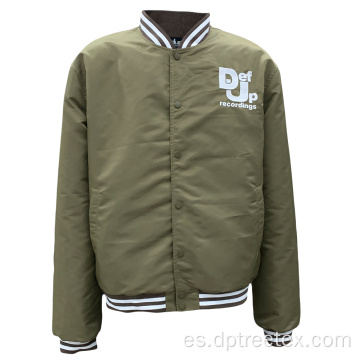 Chaqueta de béisbol de bordado acolchado de invierno para hombres personalizados